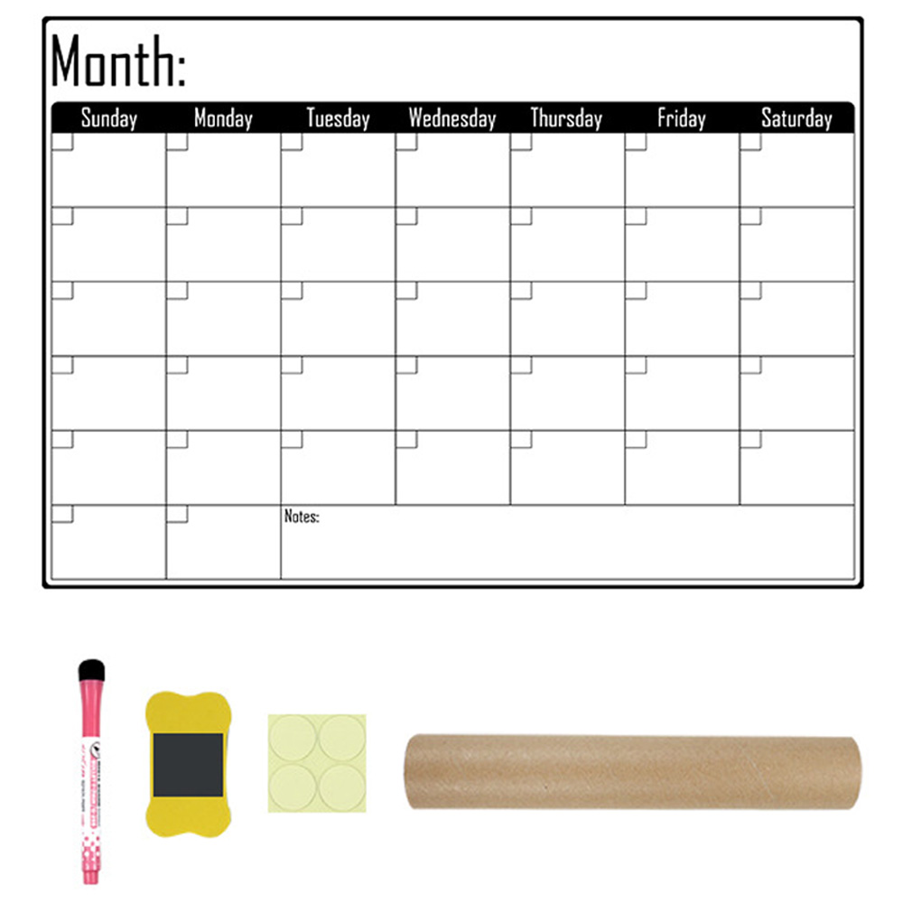 Magnetic Dry Erase Calendar Vertikal kalender för black 8450 black