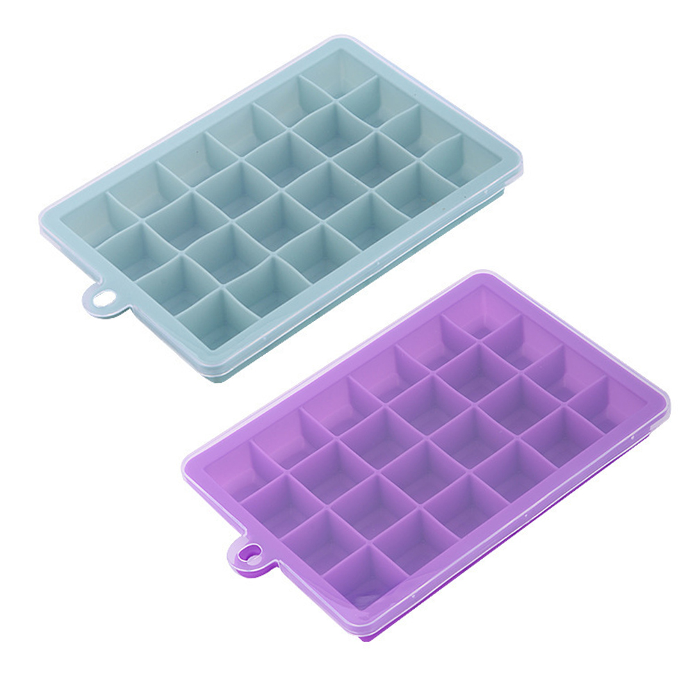 thumbnail image 1 of Paquete de 2 bandejas de cubitos de hielo de silicona con tapas, juego de moldes de cubitos de hielo de fácil liberación para whisky, molde de pastel de silicona para alimentos para bebés, 1 of 6