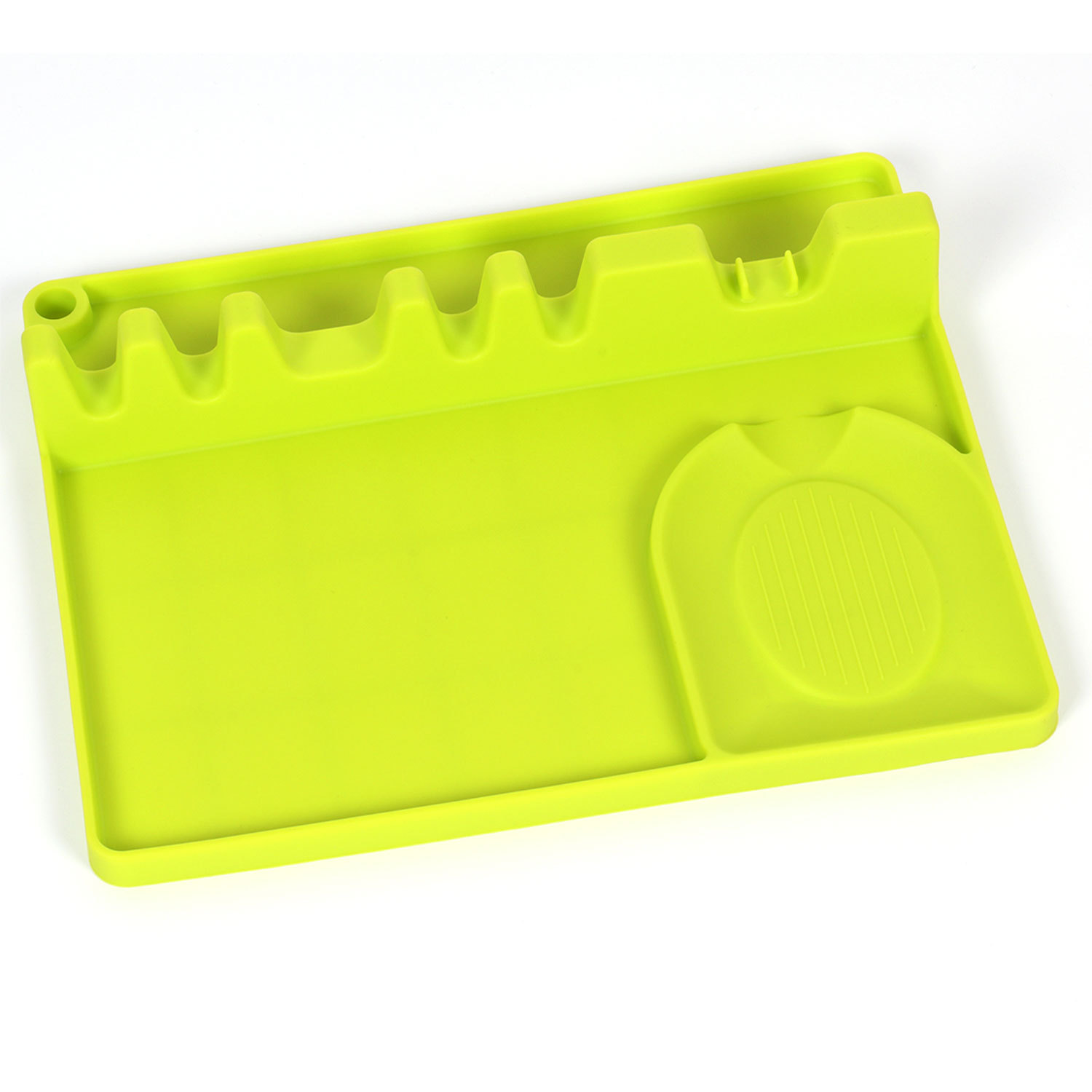 thumbnail image 1 of Soporte para cucharas, soporte para utensilios de silicona 2 en 1 con almohadilla de goteo para múltiples utensilios de cocina, soporte para cucharas para estufa, tamaño más grande, sin BPA,, 1 of 6