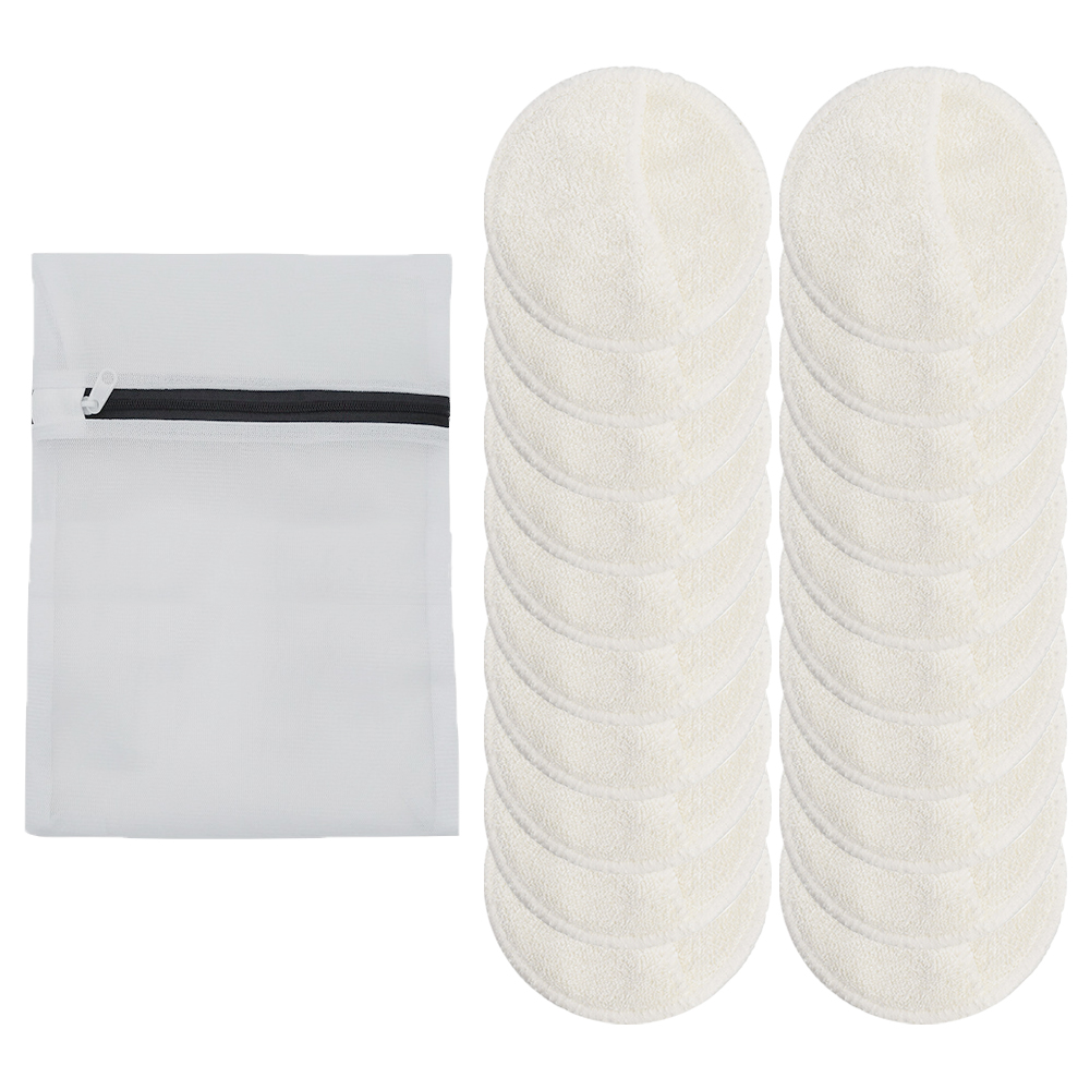 thumbnail image 1 of Almohadillas desmaquillantes reutilizables, rondas ecológicas de algodón y bambú para tónico y exfoliantes, incluye bolsa lavable para lavandería y almacenamiento, 10 unidades, 1 of 6