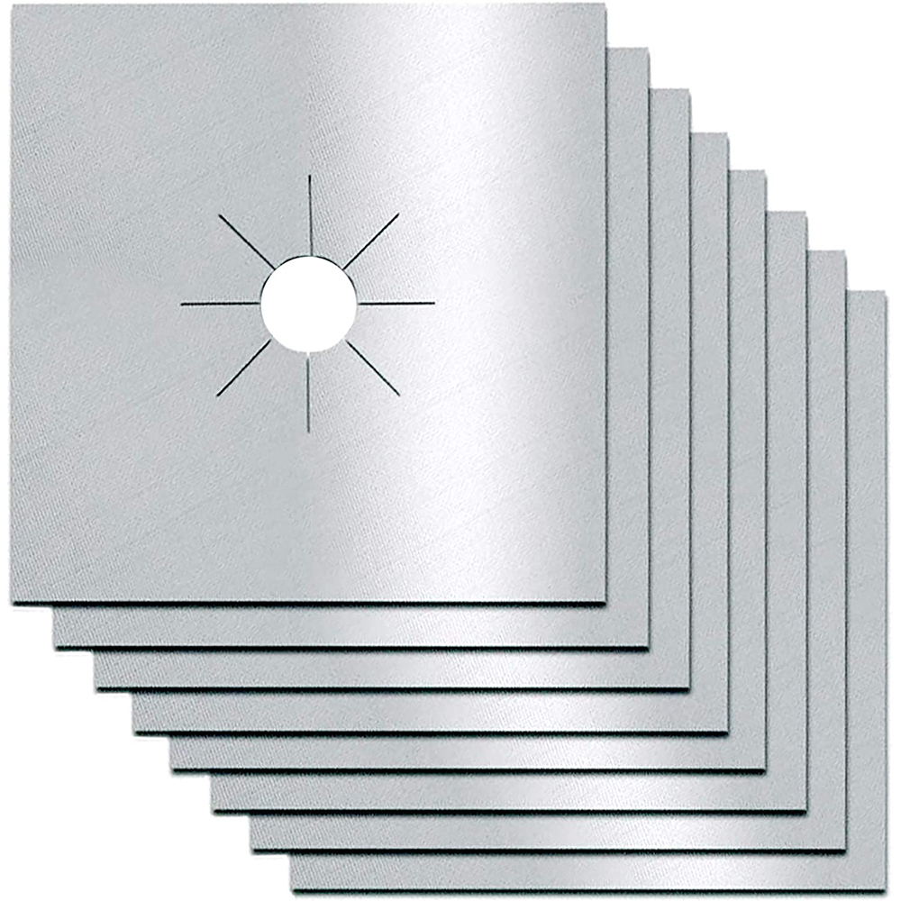 thumbnail image 1 of Paquete de 8 cubiertas para quemadores de estufa, revestimientos para quemadores de estufa de Gas, cubiertas superiores para estufa de Gas reutilizables antiadherentes para cocina, cortables, fáciles, 1 of 6