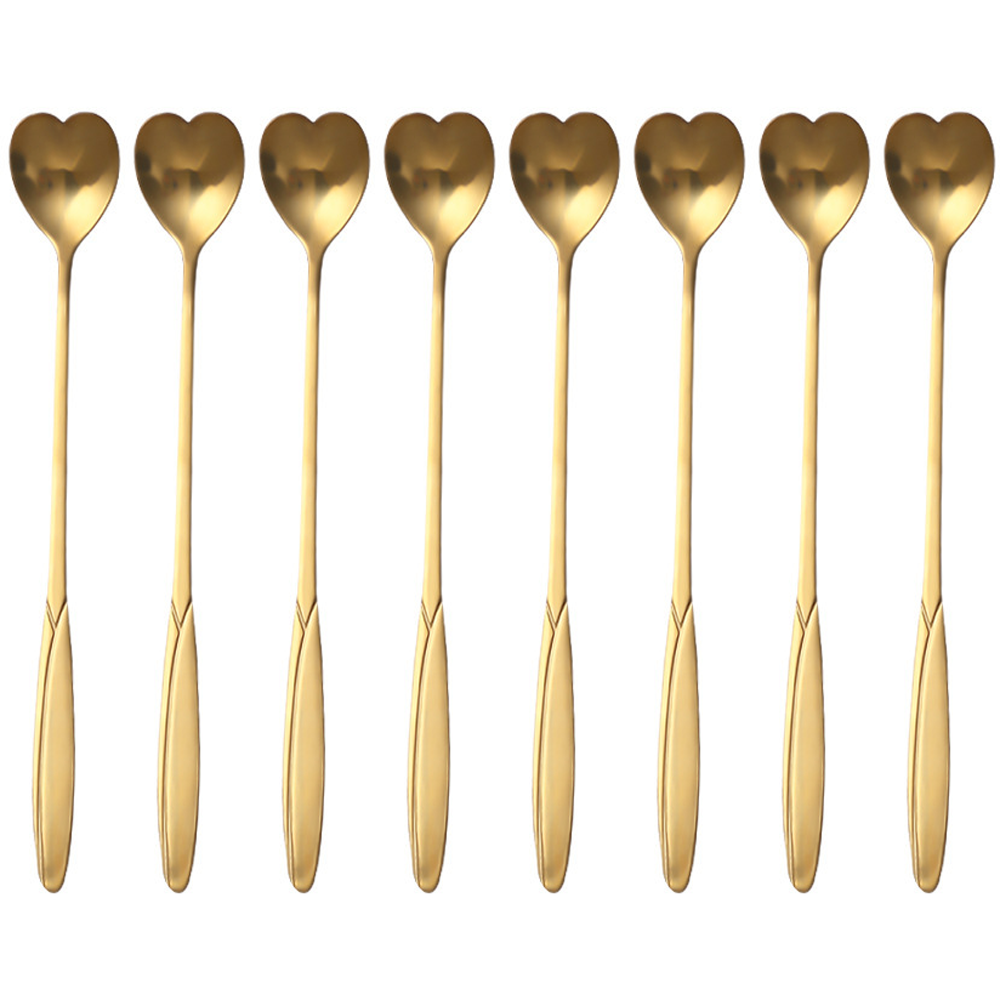 Juego de 8 cucharas de postre con cuchara de flores, cuchara de café, cuchara de azúcar, cuchara para helado, cuchara para revolver, cuchara de postre creativa de acero inoxidable reutilizable