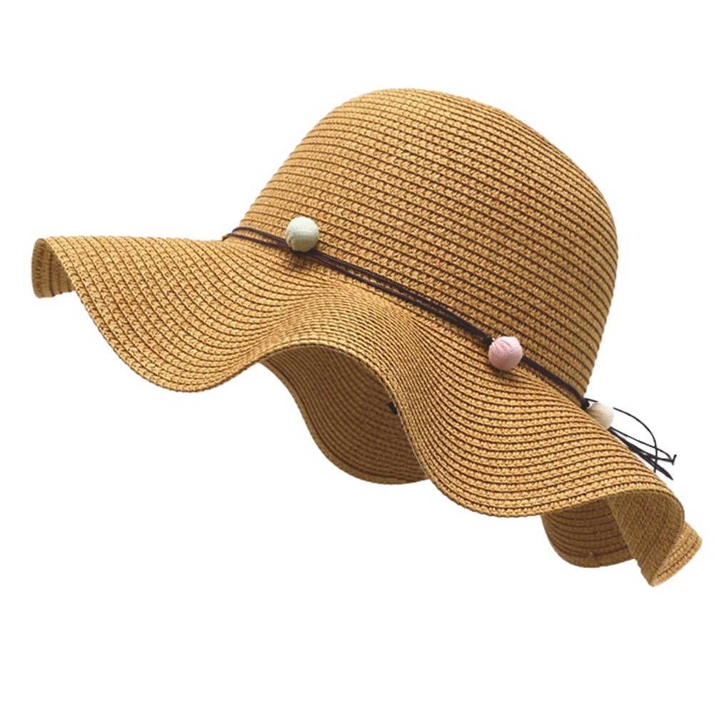 thumbnail image 1 of Sombrero de paja para mujer, gorra de sol de playa de ala ancha, plegable, grande, flexible, papel Natural trenzado, 1 of 6