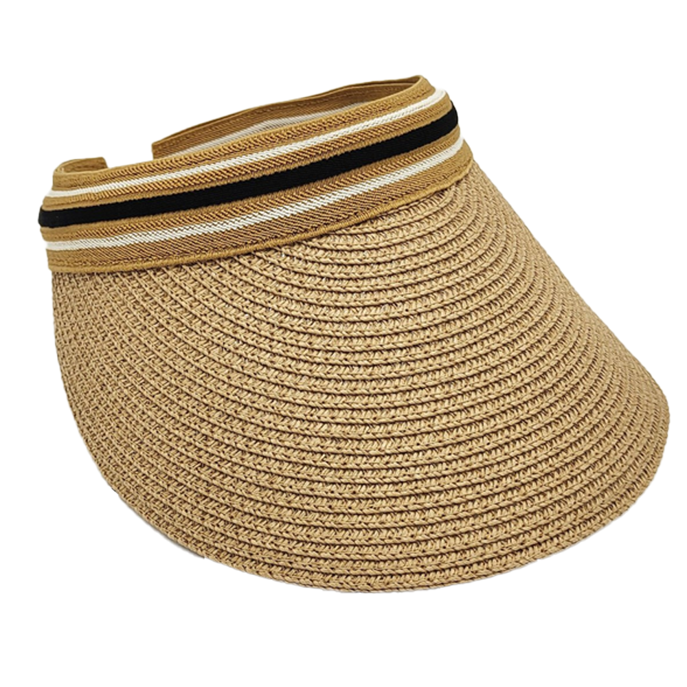 thumbnail image 1 of Sombrero para el sol con cinta de verano, sombrero de playa a rayas suave y transpirable, 1 of 6