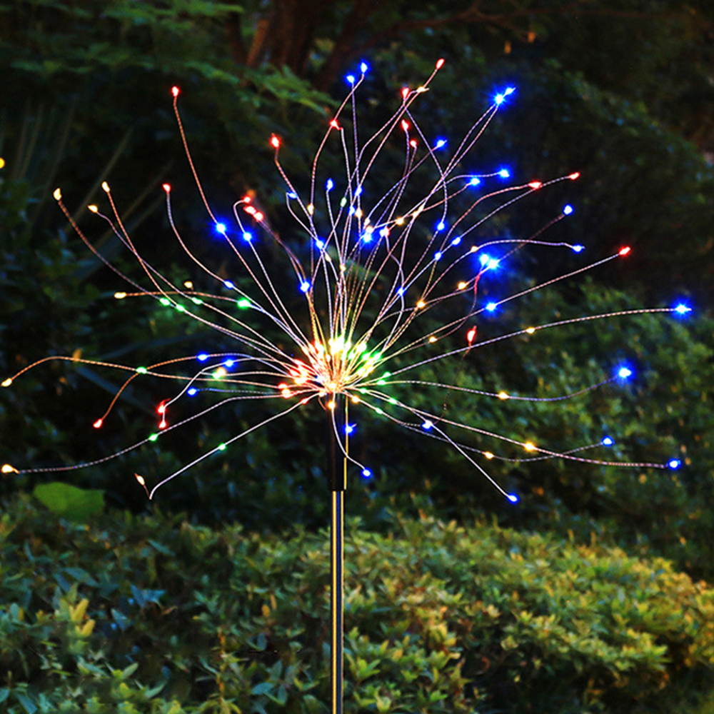 thumbnail image 1 of Luces decorativas al aire libre del patio de la secuencia de la luz de los fuegos artificiales dinámicos del enchufe de tierra solar del césped, 1 of 6