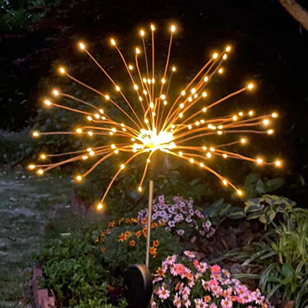 thumbnail image 1 of Luces decorativas al aire libre del patio de la secuencia de la luz de los fuegos artificiales dinámicos del enchufe de tierra solar del césped, 1 of 6