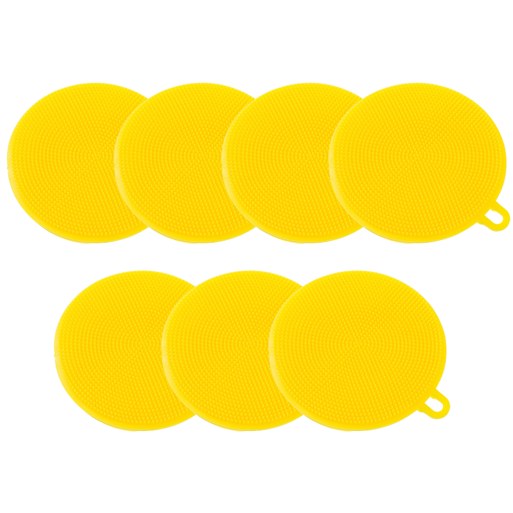thumbnail image 1 of Depurador de platos de silicona, paquete de 7 esponjas de silicona, cepillo para platos, grado alimenticio, sin BPA, esponjas de goma reutilizables, aptas para lavavajillas y de secado rápido, 1 of 6