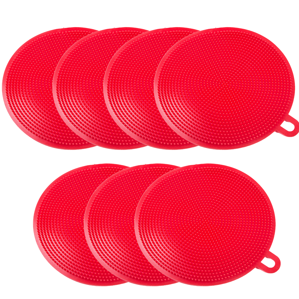 thumbnail image 1 of Depurador de platos de silicona, paquete de 7 esponjas de silicona, cepillo para platos, grado alimenticio, sin BPA, esponjas de goma reutilizables, aptas para lavavajillas y de secado rápido, 1 of 6