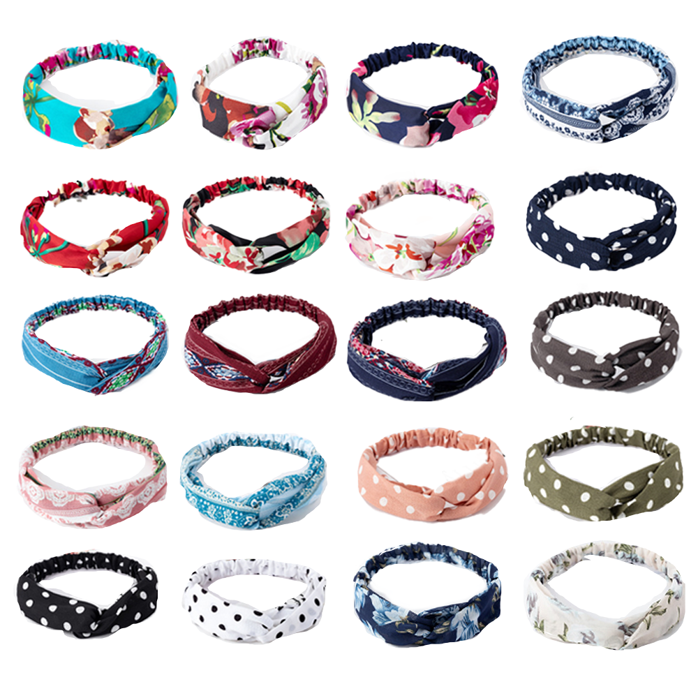 Diademas bohemias para mujer, banda para el cabello anudada, diadema elástica, envoltura para la cabeza torcida a la moda, diademas florales bandeau, accesorios para el cabello para mujeres