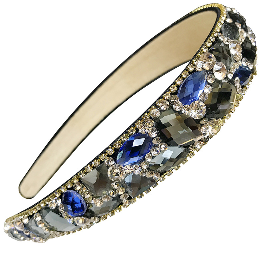 Diadema de borde ancho con diamantes de imitación de cristal irregulares de lujo hecha a mano, diadema para el pelo, accesorios para la cabeza