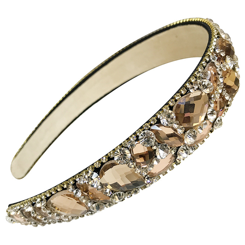 thumbnail image 1 of Diadema de borde ancho con diamantes de imitación de cristal irregulares de lujo hecha a mano, diadema para el pelo, accesorios para la cabeza, 1 of 6
