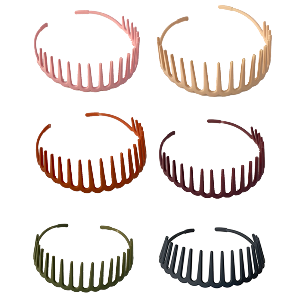 6 piezas Zigzag diente de tiburón peine para el cabello diademas de tela envuelta diademas duras forma de onda banda de plástico para el cabello accesorio para el cabello