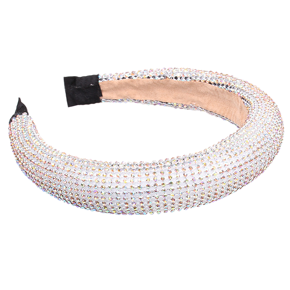 thumbnail image 1 of Diadema con diamantes de imitación para mujer, diadema ancha con cuentas de cristal de terciopelo acolchado, tocado de boda llamativo, diademas de moda para mujer, 1 of 6