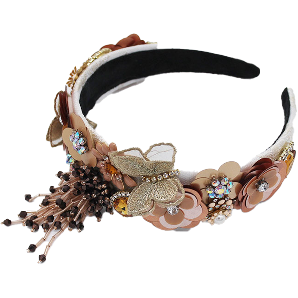 thumbnail image 1 of Diadema de cristal con cuentas de mariposa,Aro ancho para el cabello para mujer,Accesorios para el cabello Headwear, 1 of 6