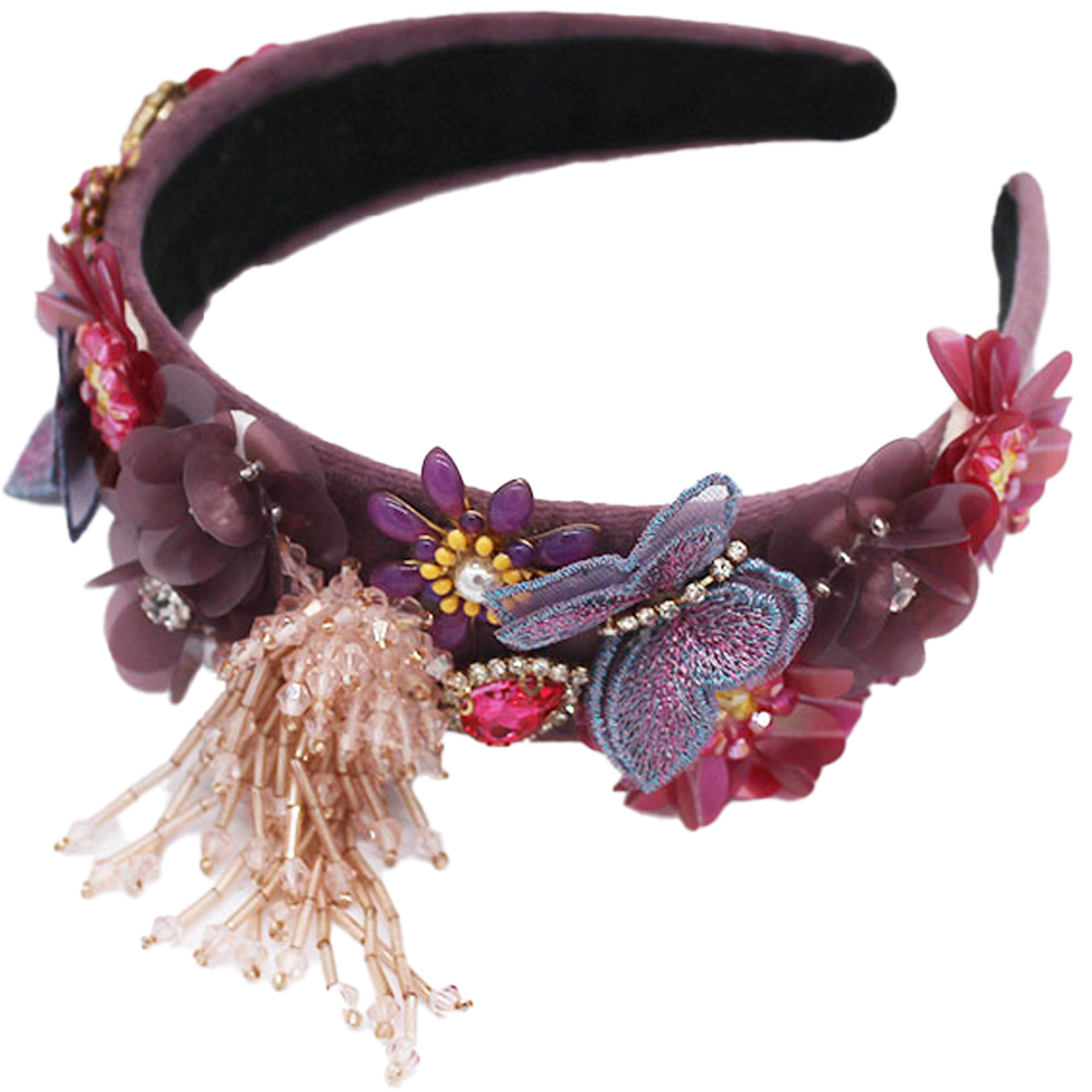 Diadema de cristal con cuentas de mariposa,Aro ancho para el cabello para mujer,Accesorios para el cabello Headwear