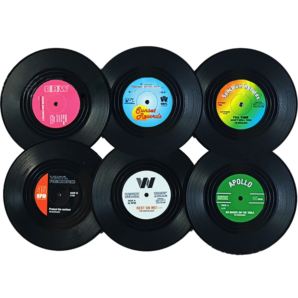 Posavasos estilo disco de vinilo retro antideslizante