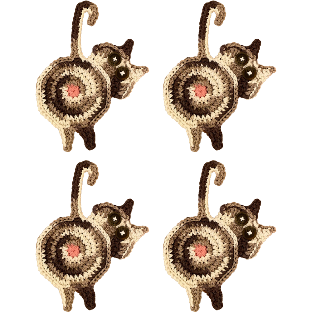 thumbnail image 1 of Cat Crochet Drink Coaster Set Regalos divertidos para gatos para regalos de amantes de los gatos, 1 of 6