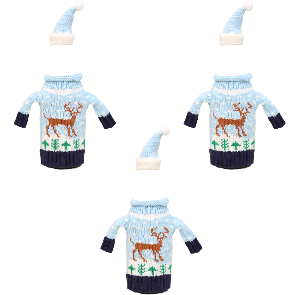 thumbnail image 1 of Fundas navideñas para botellas de vino, funda navideña para suéter con sombrero para decoraciones feas de fiesta de suéter navideño, 1 of 6