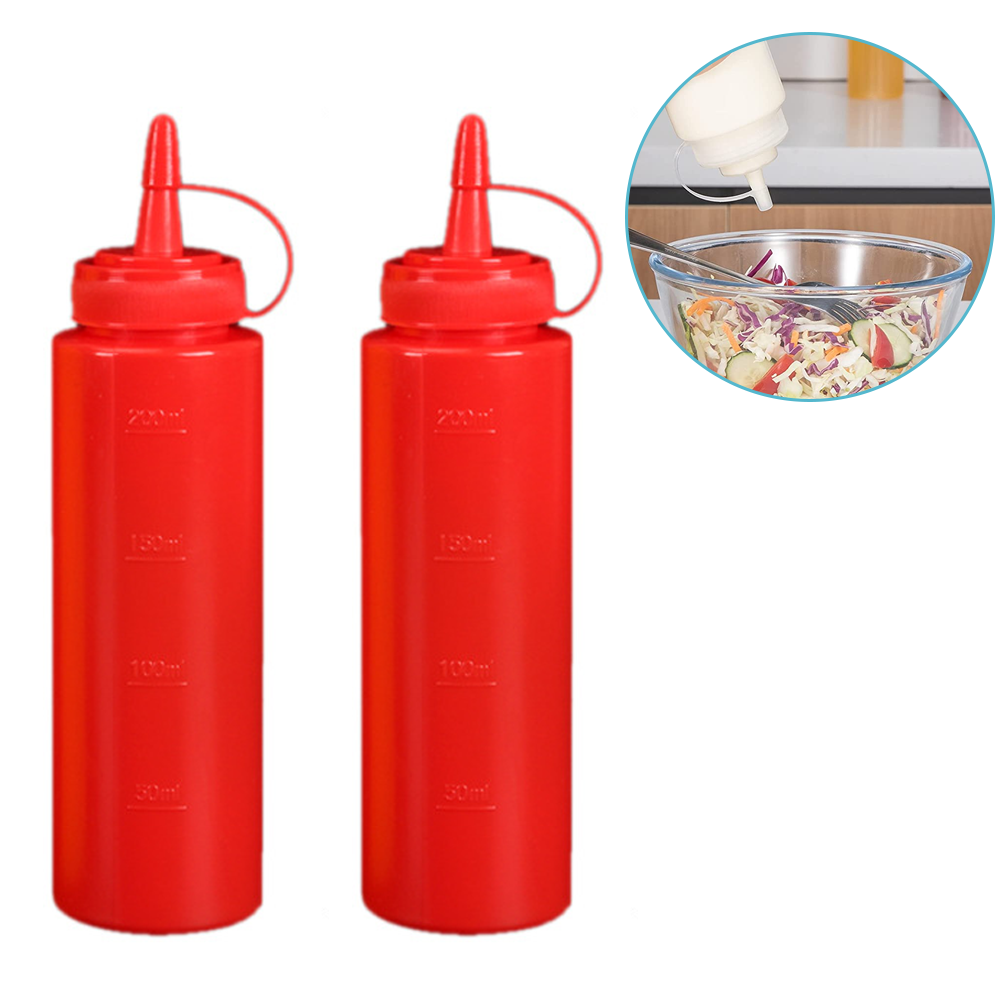 thumbnail image 1 of Juego de 2 dispensadores de alimentos transparentes y duraderos, sin fugas, botella exprimible, accesorio de plancha con tapa para salsas, aceite y condimentos, 1 of 6