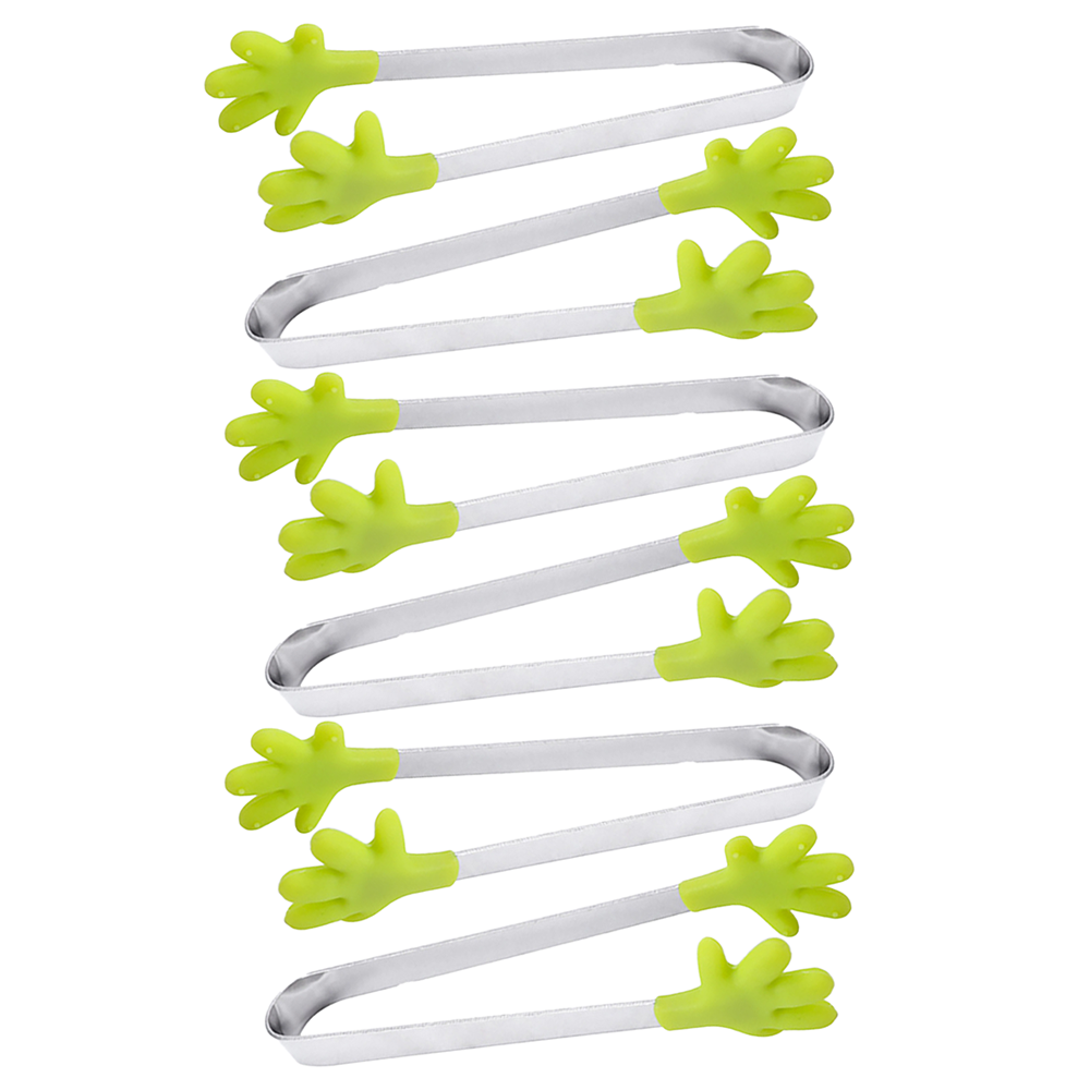 Mini pinzas de silicona de 6 uds, pinzas para alimentos con forma de mano, pinzas coloridas para niños pequeños para servir comida, cubitos de hielo
