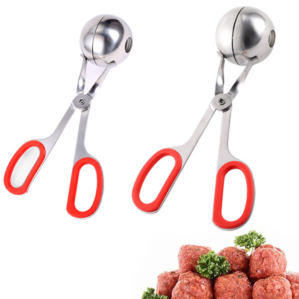 thumbnail image 1 of 2 piezas para hacer albóndigas antiadherentes con asas antideslizantes desmontables, pinzas para hacer albóndigas de carne de acero inoxidable, 1 of 6