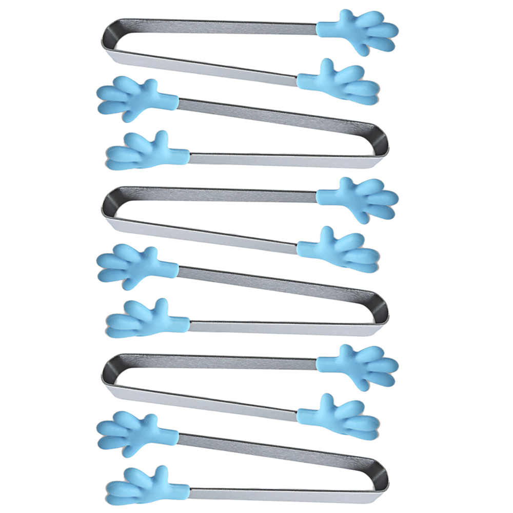 thumbnail image 1 of Mini pinzas de silicona de 6 uds, pinzas para alimentos con forma de mano, pinzas coloridas para niños pequeños para servir comida, cubitos de hielo, 1 of 6