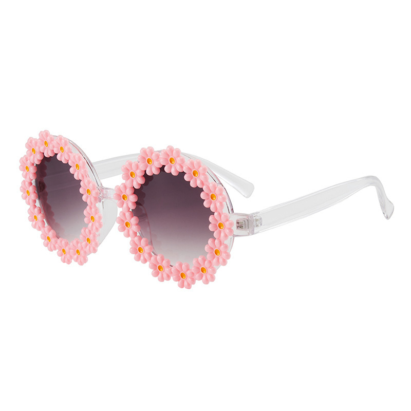 thumbnail image 1 of Gafas de sol retro de margaritas para mujer, gafas de sol redondas de flores para festivales de discoteca, 1 of 6
