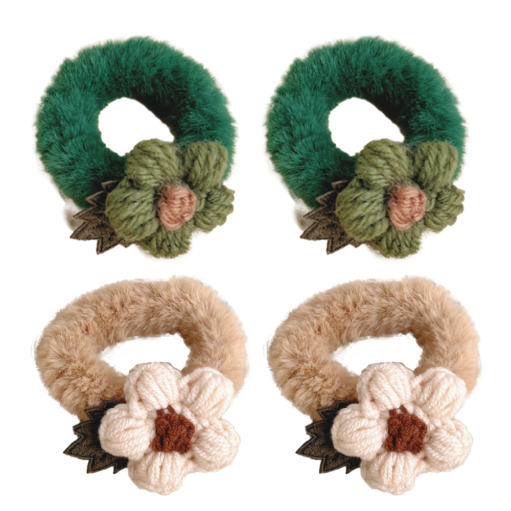 thumbnail image 1 of Goma de la cuerda del pelo de las mujeres frescas de la moda simple de los scrunchies de la felpa de la flor de las lanas, 1 of 7