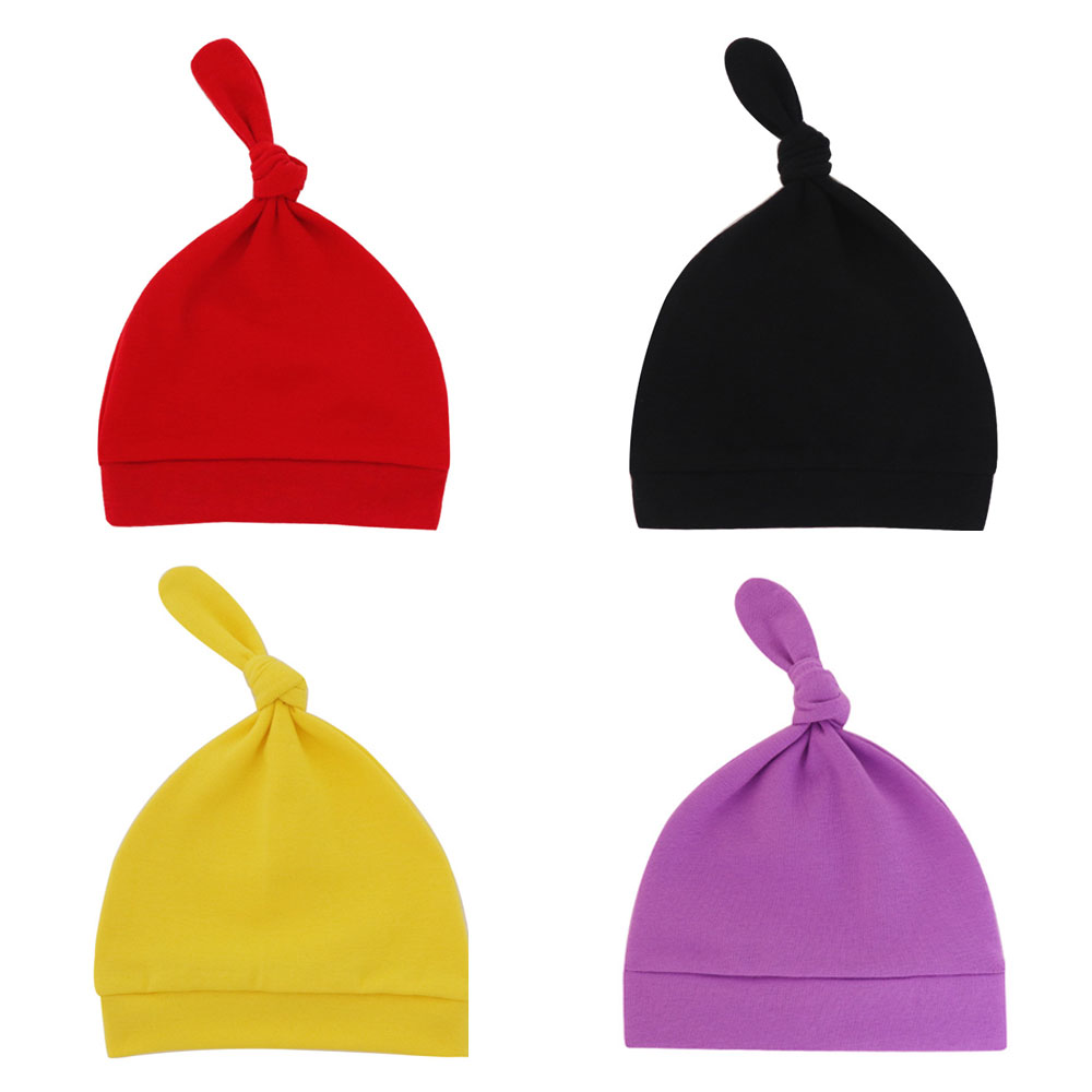 thumbnail image 1 of Gorro de bebé de una sola capa, gorro para chupete de bebé, gorro con nudo ajustable para bebé, gorro tejido suave y bonito de algodón, 1 of 6