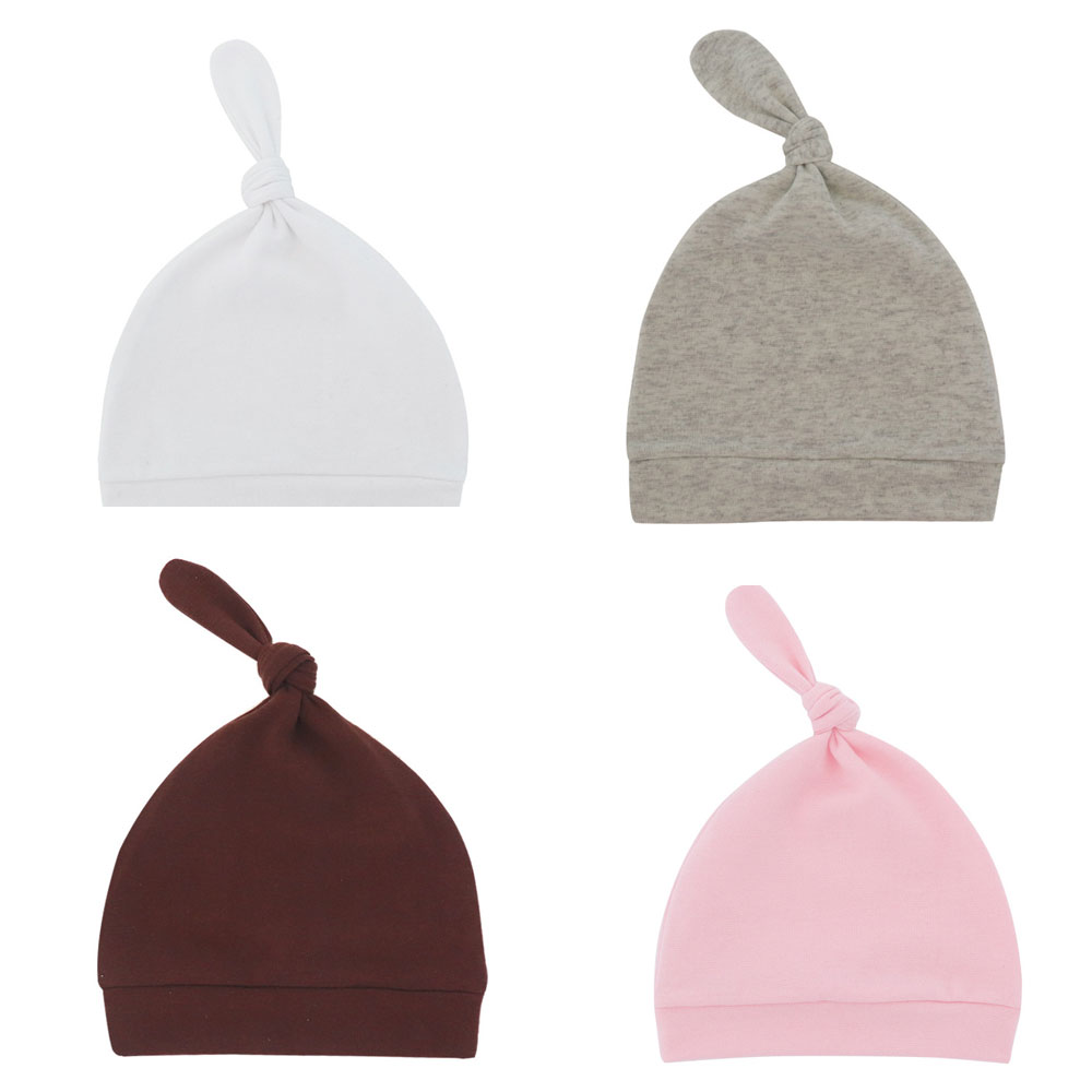 thumbnail image 1 of Gorro de bebé de una sola capa, gorro para chupete de bebé, gorro con nudo ajustable para bebé, gorro tejido suave y bonito de algodón, 1 of 6