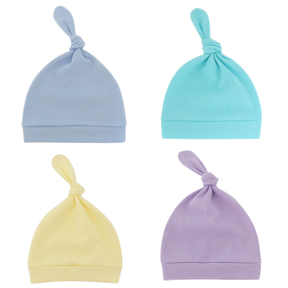 thumbnail image 1 of Gorro de bebé de una sola capa, gorro para chupete de bebé, gorro con nudo ajustable para bebé, gorro tejido suave y bonito de algodón, 1 of 6