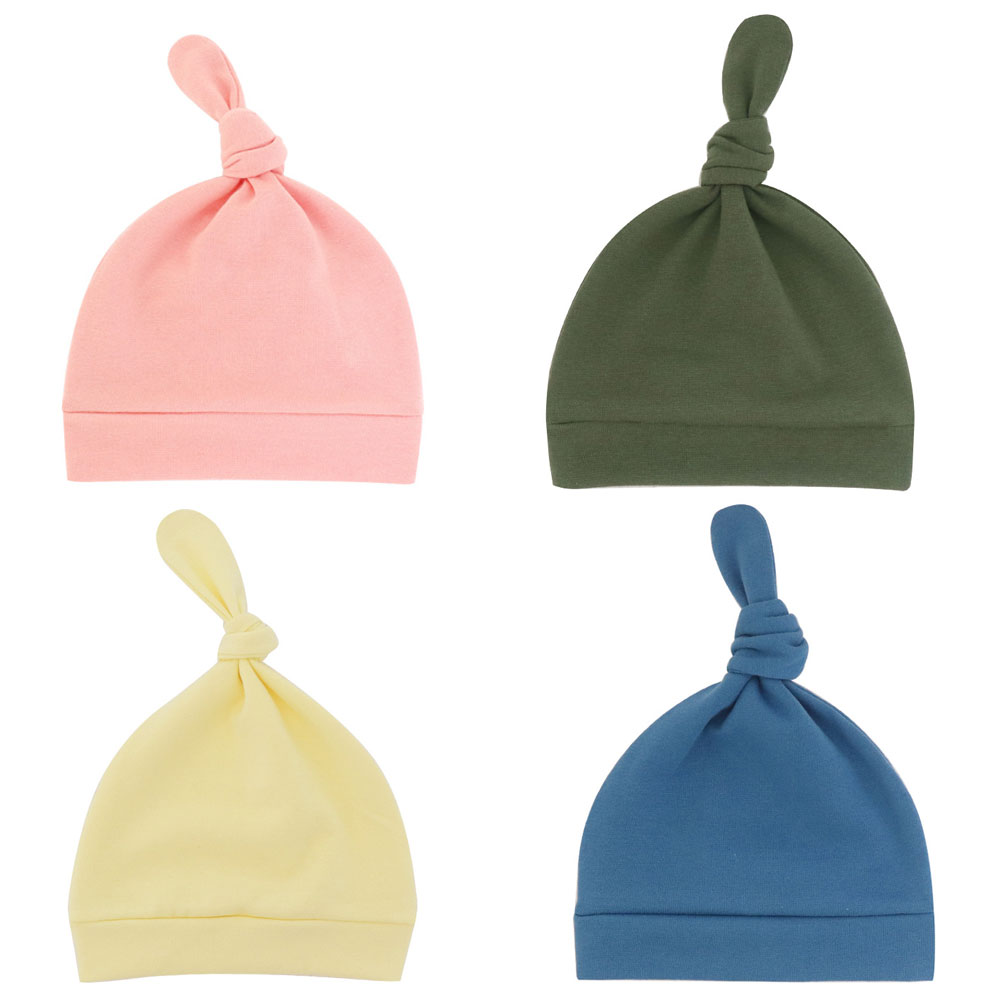 thumbnail image 1 of Gorro de bebé de una sola capa, gorro para chupete de bebé, gorro con nudo ajustable para bebé, gorro tejido suave y bonito de algodón, 1 of 6