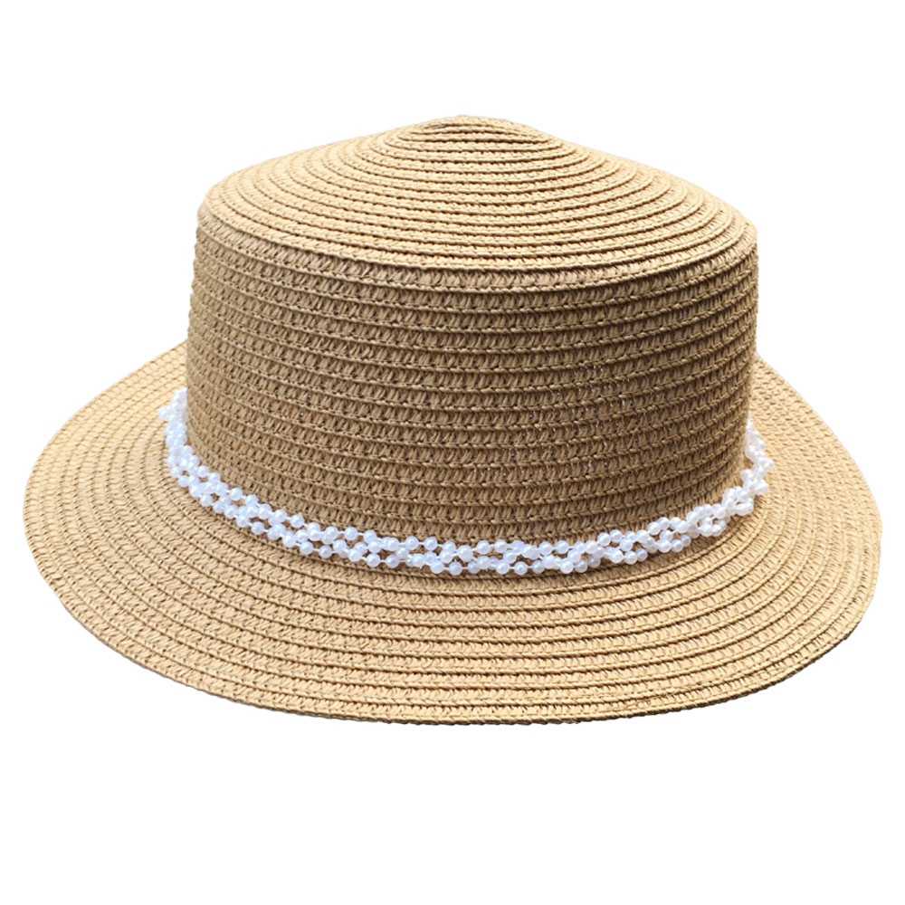 56-58 cm circunferencia del sombrero sombrero de perla femenina tapa plana sombrero de ala ancha para el sol sombrero de protección solar plegable de verano para exteriores