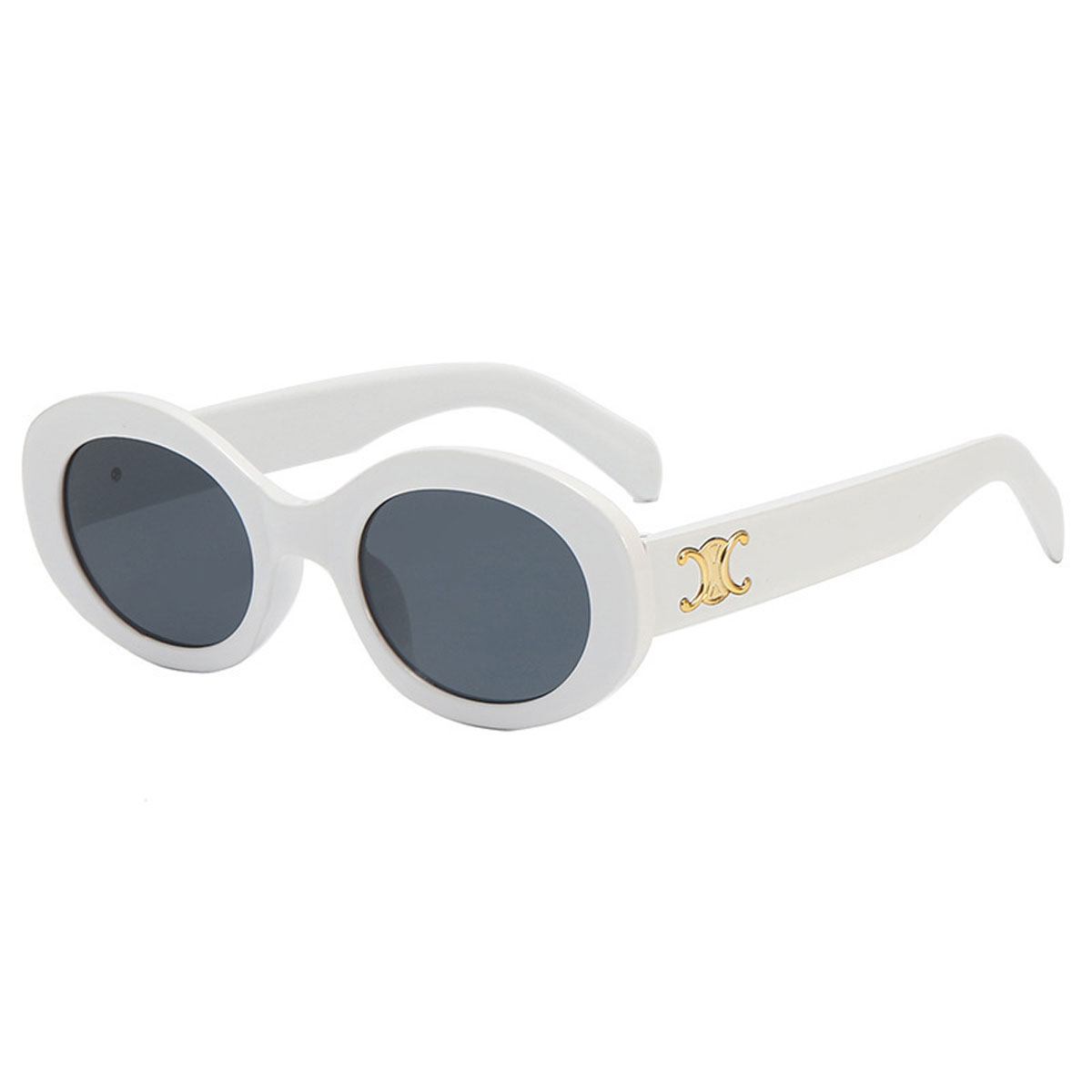 thumbnail image 1 of Gafas de sol retro con montura ovalada, gafas de sol de moda que combinan con todo, hechas de PC, 1 of 6