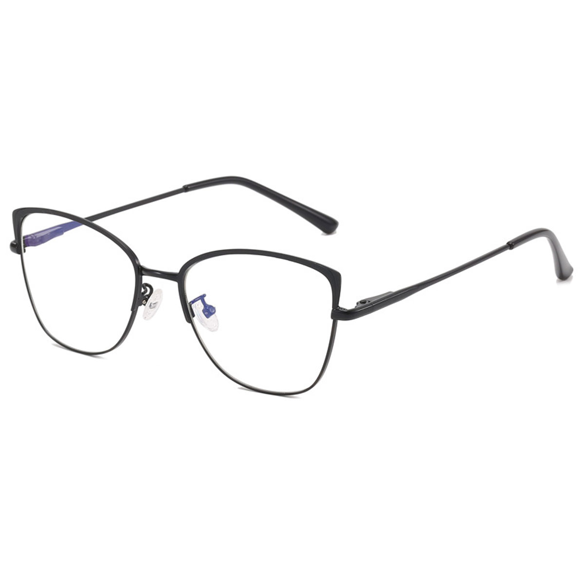 Gafas planas antiluz azul estilo ojo de gato europeas y americanas de moda, hechas de PC y metal