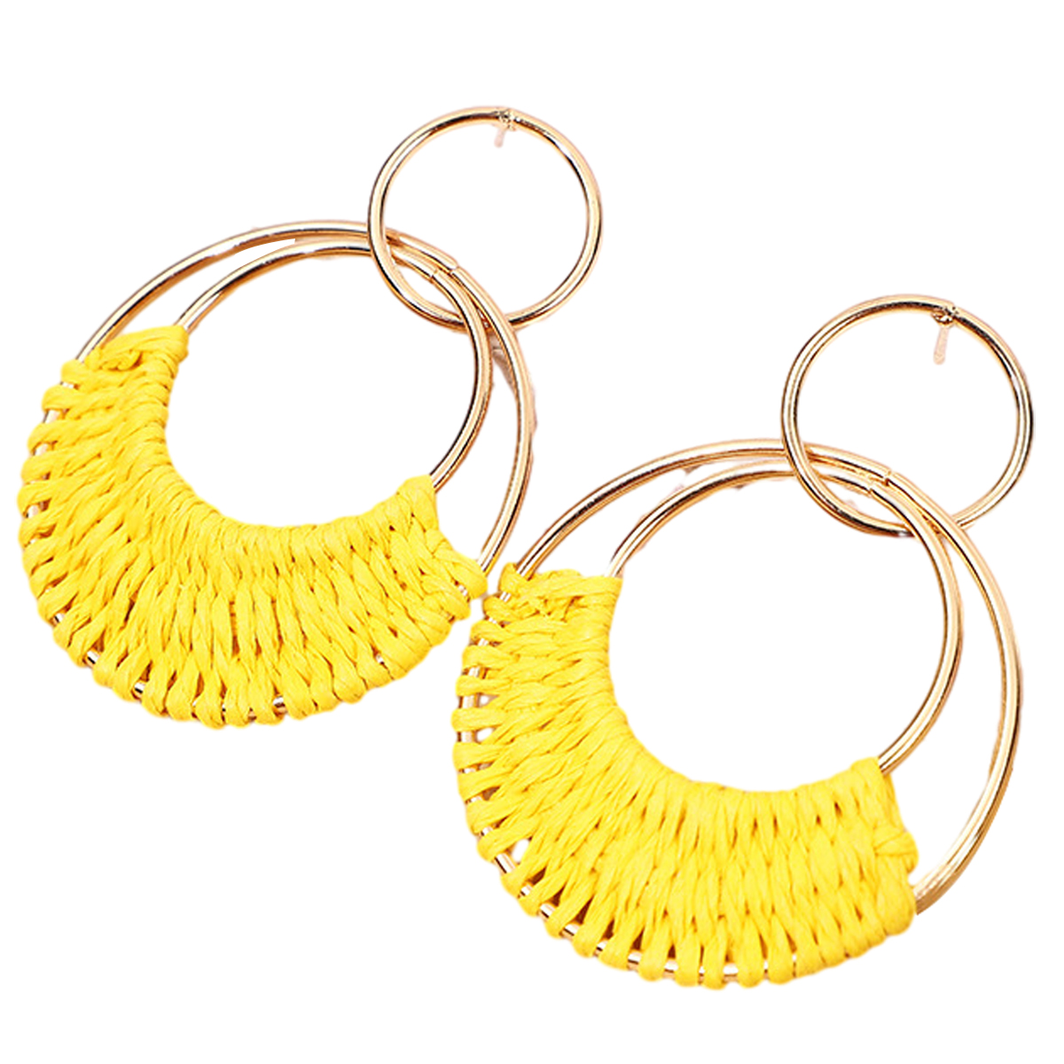 Pendientes de tejido de ratán, pendientes colgantes de rafia de verano para mujeres y niñas, pendientes de fiesta en la playa, regalos de joyería