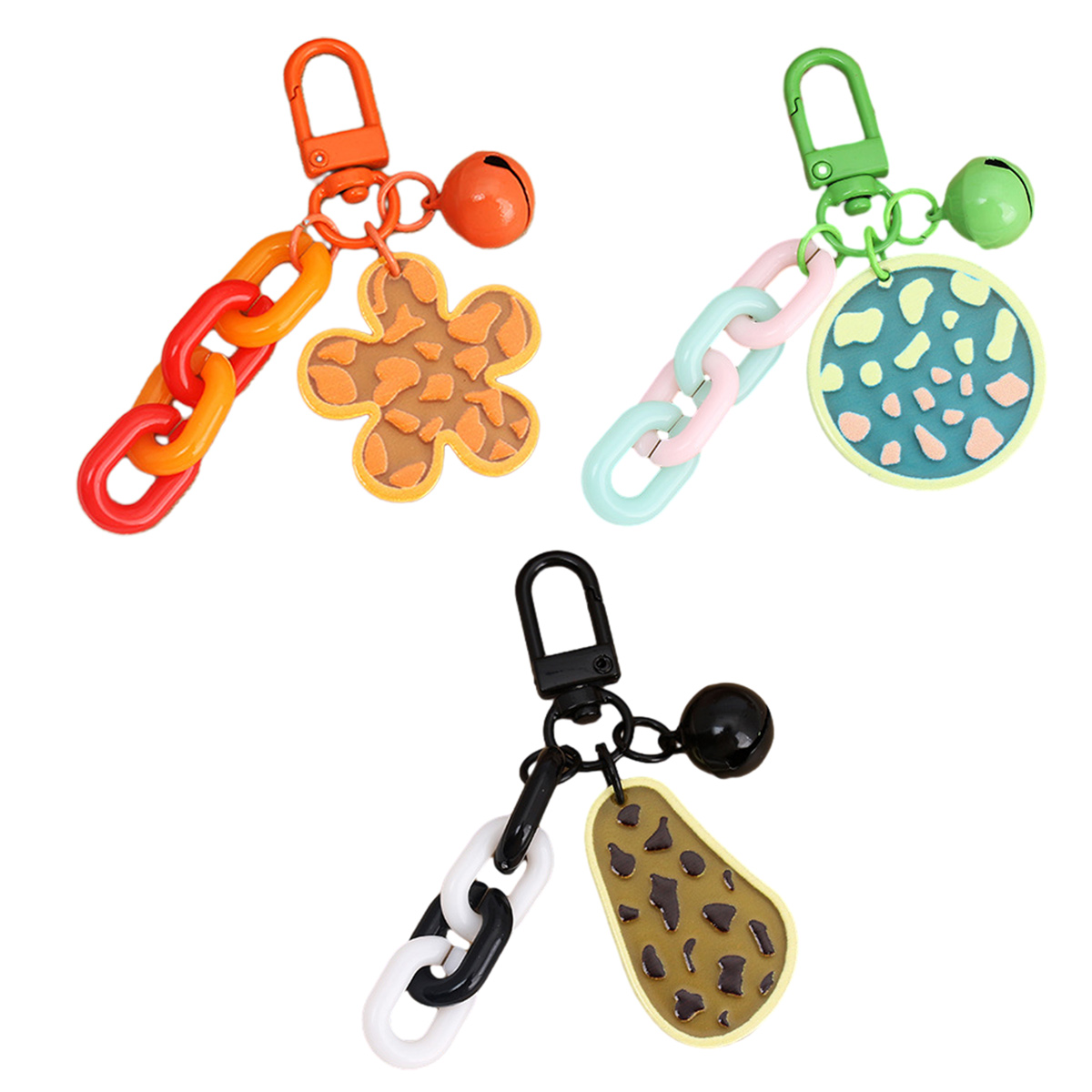 thumbnail image 1 of Lindo llavero colorido para mujer, juego de 3 piezas, llavero de coche, accesorios, clip, bolso de mano, decoraciones, 1 of 7
