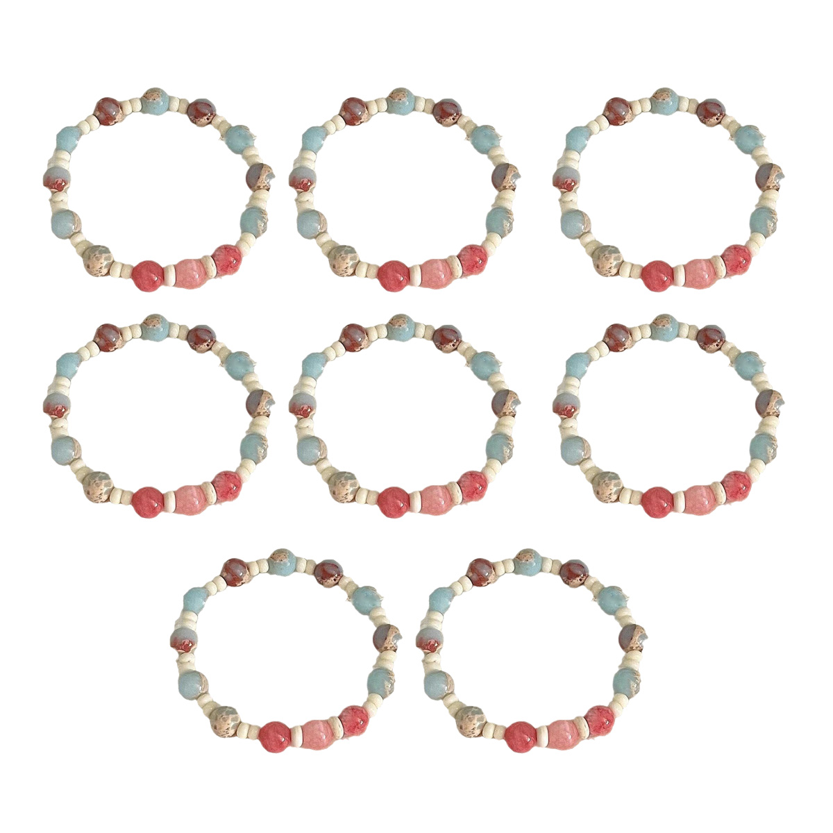 thumbnail image 1 of 8 Uds pulsera de cuentas azul claro pulsera de niña decoración muñeca regalo para familias de niños, 1 of 6