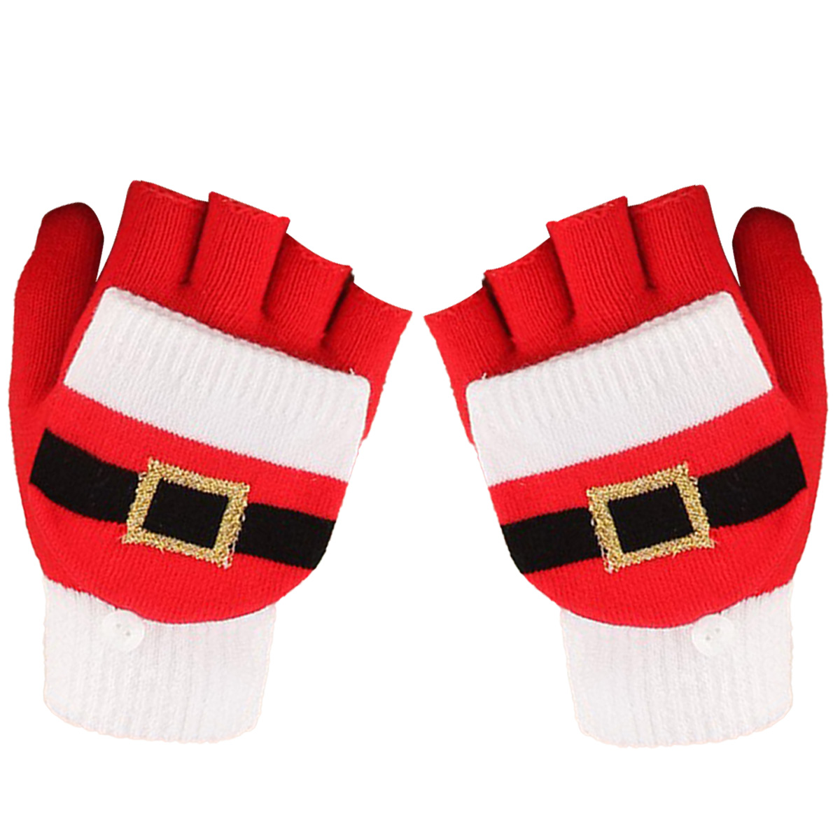 thumbnail image 1 of Guantes navideños con solapa de medio dedo, 2 uds., tejidos, dibujos animados de Navidad, dedos abiertos, guantes cálidos, 1 of 6