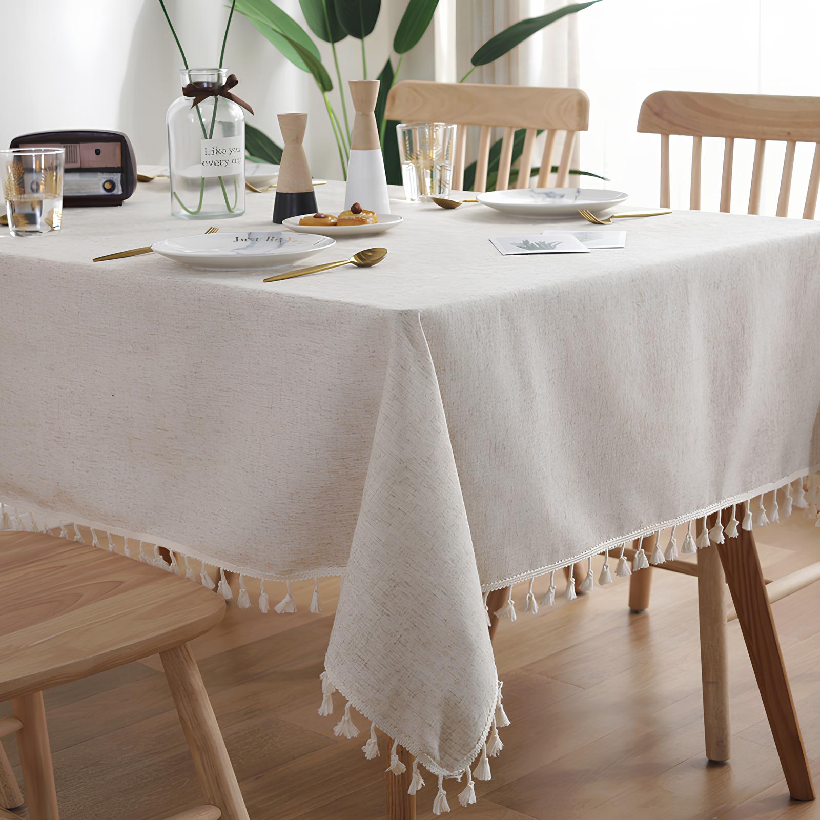 1 mantel de color cáñamo: cáñamo de bambú + borlas