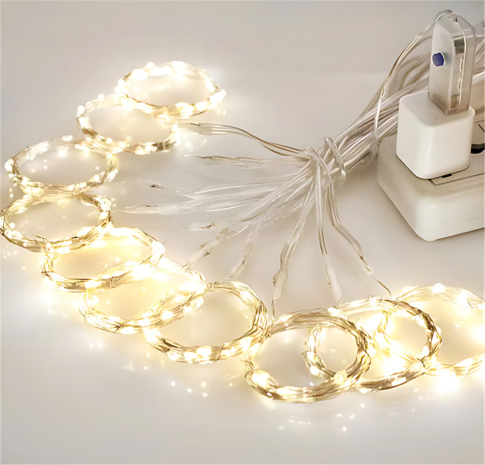 Instalatie Luminoasa tip Perdea, 8 Moduri, LED Alb Cald, Rezistenta la Apa, Telecomanda, USB, 3x3m 3