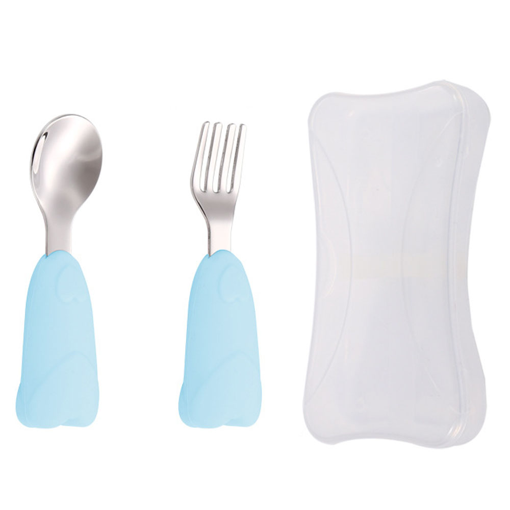 Juego de vajilla infantil de acero inoxidable y cubiertos autoalimentables para bebé de silicona