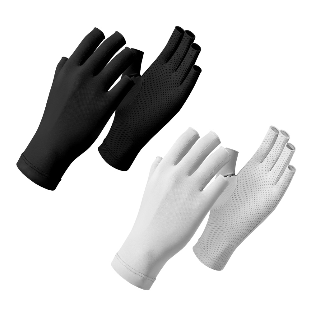 2 pares de guantes de verano de seda helada con protección solar para mujer, guantes transpirables para conducir y andar en bicicleta al aire libre, sin dedos