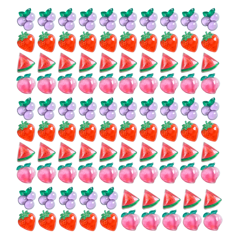 100 Uds. Accesorios de resina de frutas para bricolaje, adorno de álbum de recortes, cubierta de teléfono, Clip para el pelo, accesorio de joyería artesanal