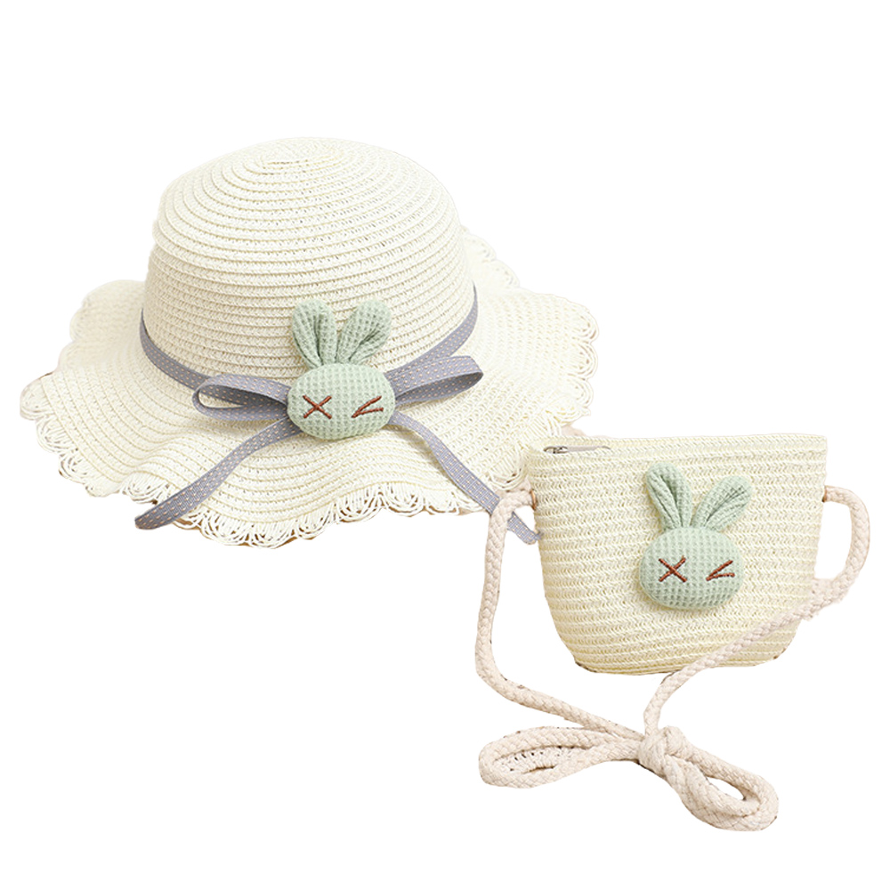 52-54 cm circunferencia del sombrero protector solar de verano para niños sombrero de playa sombrero para el sol sombrero de paja protector solar sombrero y bolsa de paja conjunto
