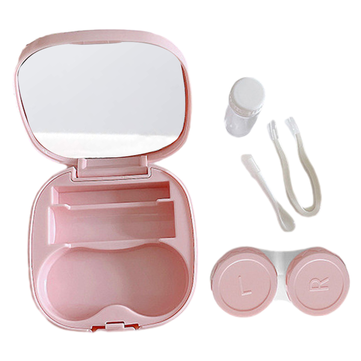 1 Uds caja cuadrada de color sólido caja de pupila de belleza portátil caja doble estuche para gafas de contacto simple y diy