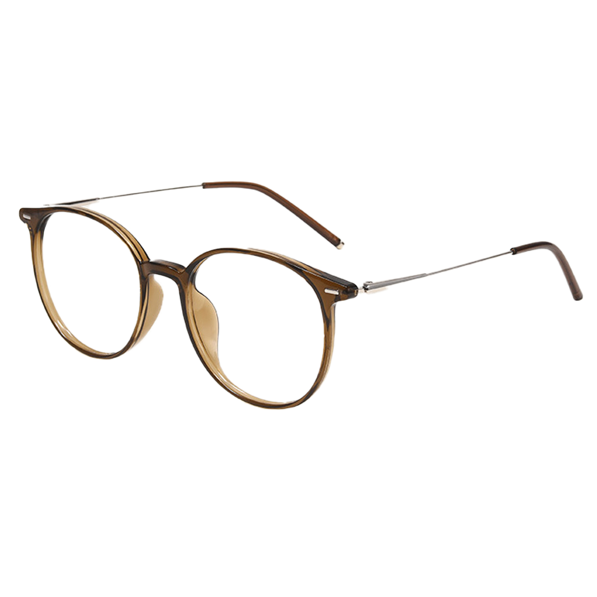 Gafas simples de montura grande multilaterales anti-luz azul, hechas de vidrio, metal y resina.