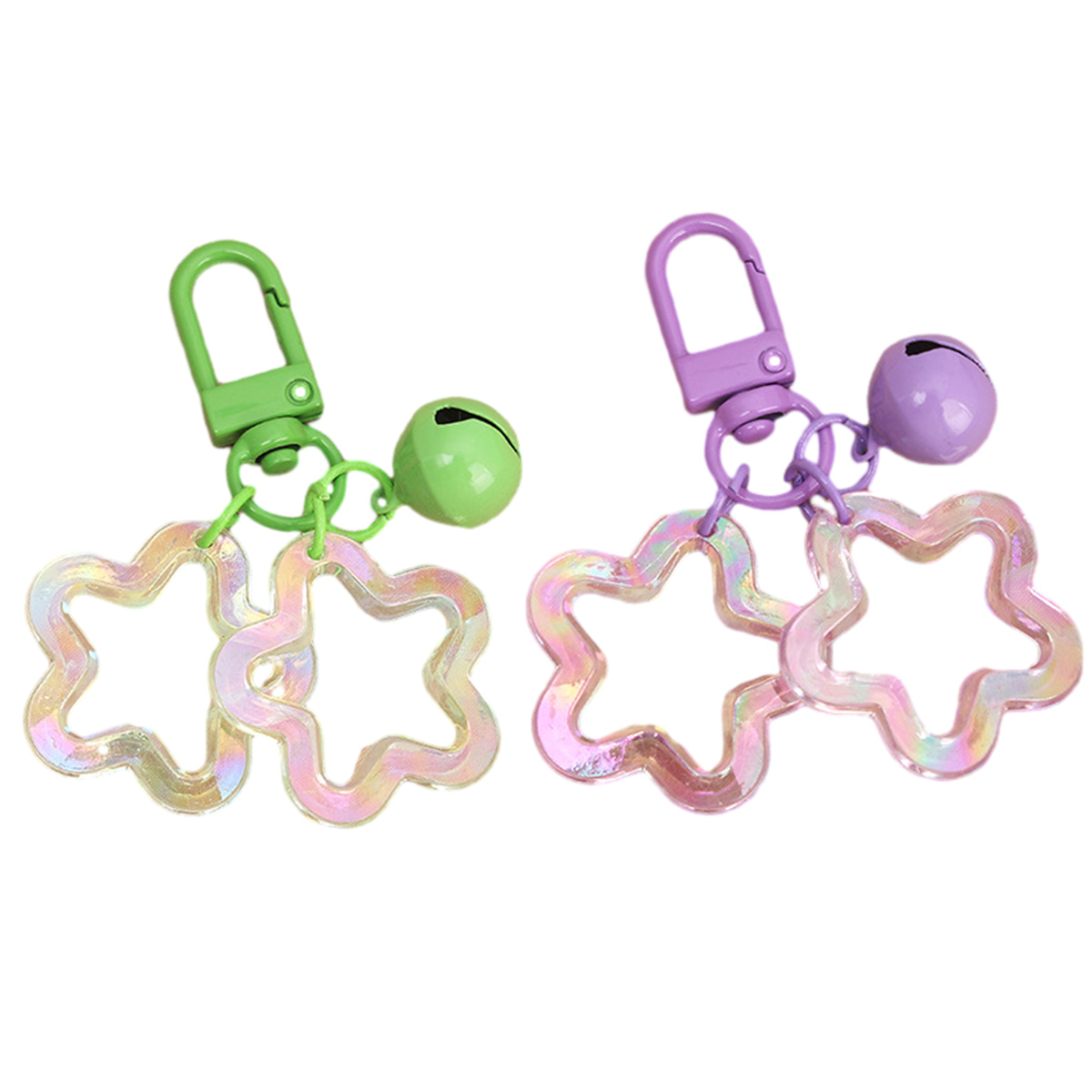 4 Uds. Llavero con dijes de estrella y campana, llavero para mujeres y niñas, decoraciones para bolsos