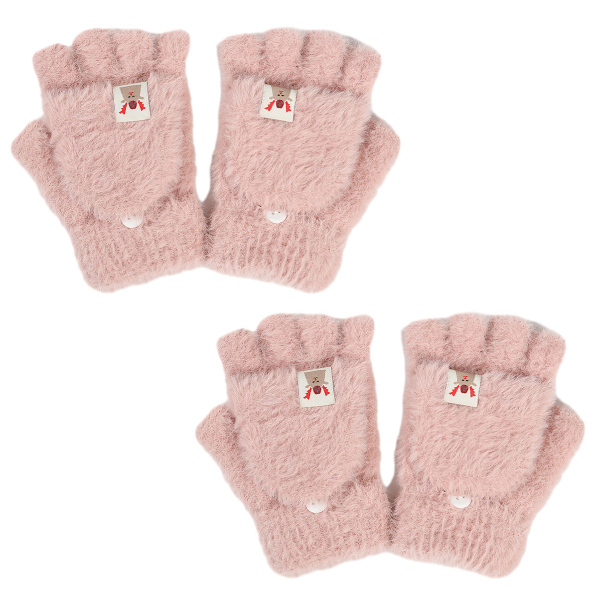 2 uds. Guantes de punto con tapa para otoño e invierno, guantes de punto con tapa para otoño e invierno, cálidos y gruesos