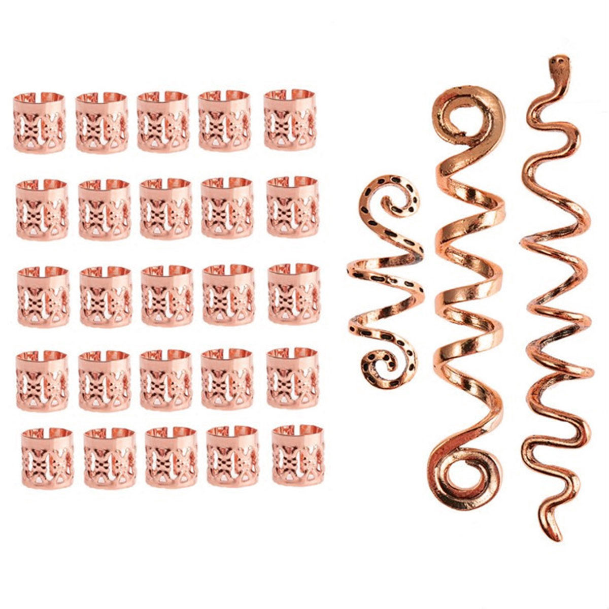28 Piezas Cuentas para el Cabello Bobinas en Espiral Cuentas para Rastas Trenzas Anillos Clips Puños de Metal Joyería para el Cabello Accesorios para Envolturas para el Cabello Pinzas
